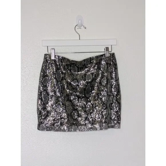 Express Women's Sequin Lined Mini Skirt Size XS Shimmer Glam Party Rocker - Picture 4 of 7